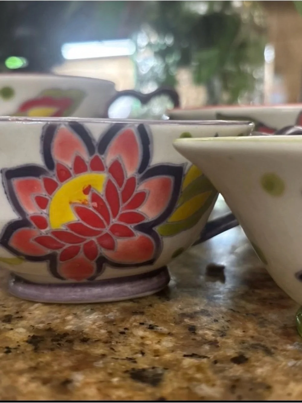 Hand Painted Floral Ceramic Measuring Cups-new